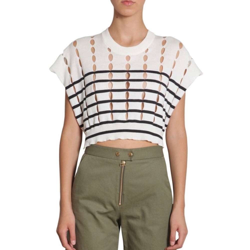Alexander Wang Striped Slit Crop Top